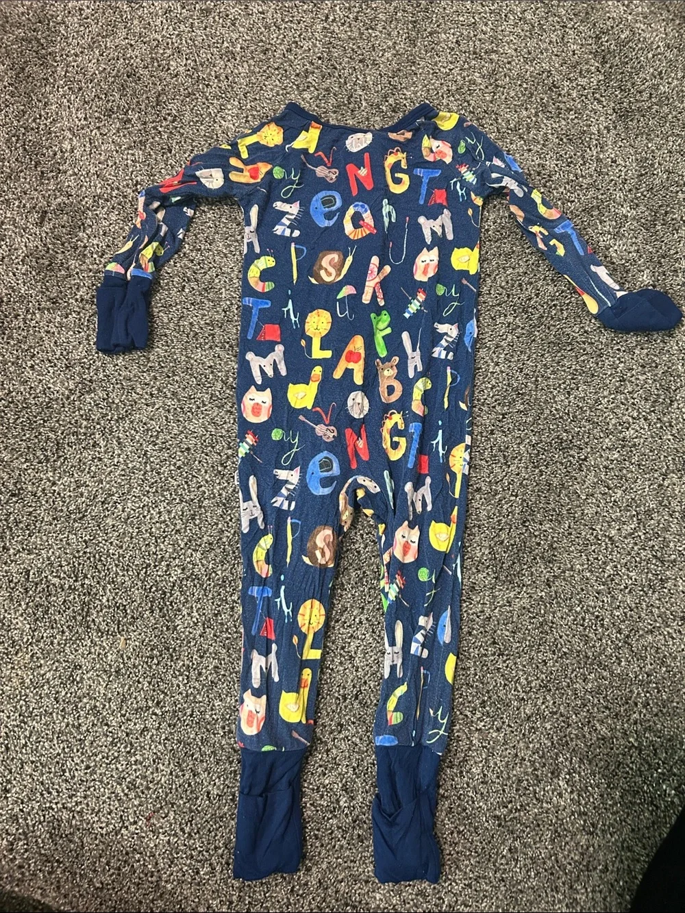 Little Sleepies Navy Alphabet Print One-Piece Pajamas